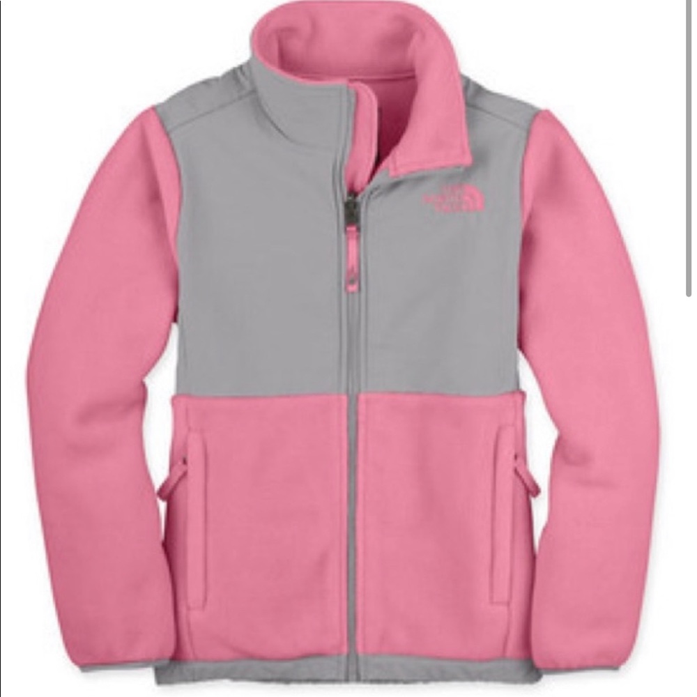 Pink/gray North Face fleece jacket. Girls size XL